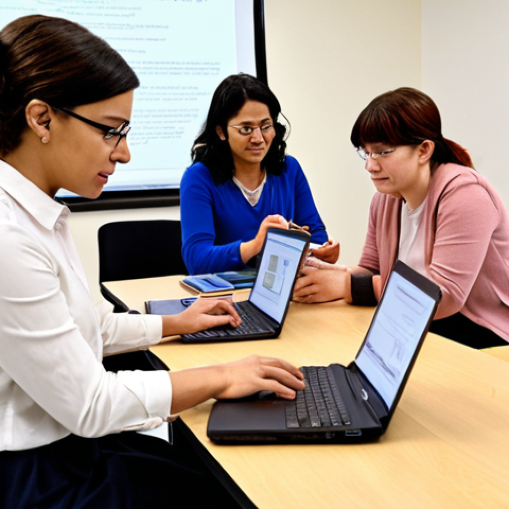 **

A diverse group of teachers actively participating in a modern training workshop. The scene incorporates elements of both traditional and digital learning – some teachers are engaged in hands-on activities with physical materials, while others are interacting with laptops and online learning platforms. The atmosphere is bright, collaborative, and focused on professional development. In the background, subtle visual cues hint at the integration of AI and VR in future teacher training.

**