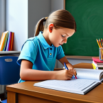 교사 자녀와 직업 충돌 관리 - A Teacher's Child Studying**

"A young, fully clothed student, appropriate attire, sitting at a desk...