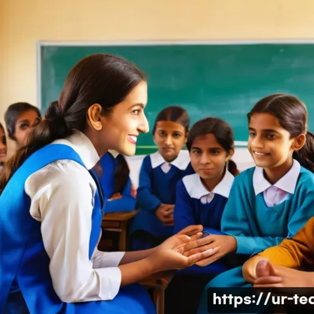 교사 학교 폭력 예방 사례 - **Prompt:** A vibrant and welcoming school classroom in Pakistan, filled with diverse young students...