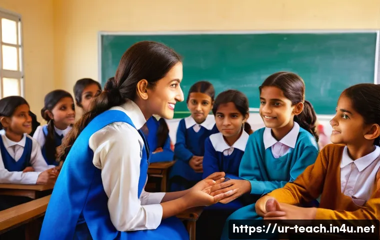 교사 학교 폭력 예방 사례 - **Prompt:** A vibrant and welcoming school classroom in Pakistan, filled with diverse young students...