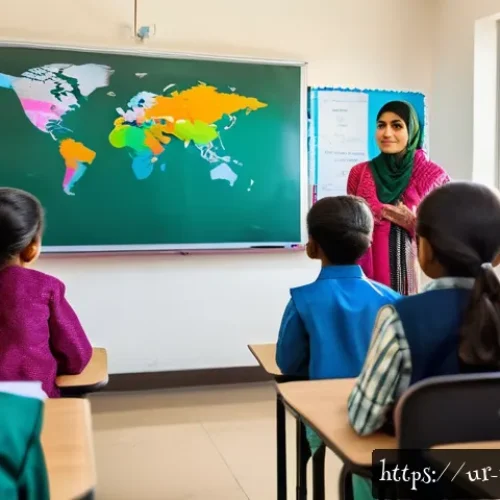 Home 29 교사 발표 스킬 향상법 - A warm, engaging classroom scene featuring a South Asian female teacher in modest attire using expre...