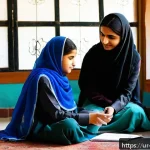 Home 18 교사 학생 상담 사례 모음 - A warm and inviting classroom scene in a Pakistani school where a male Urdu-speaking teacher attenti...