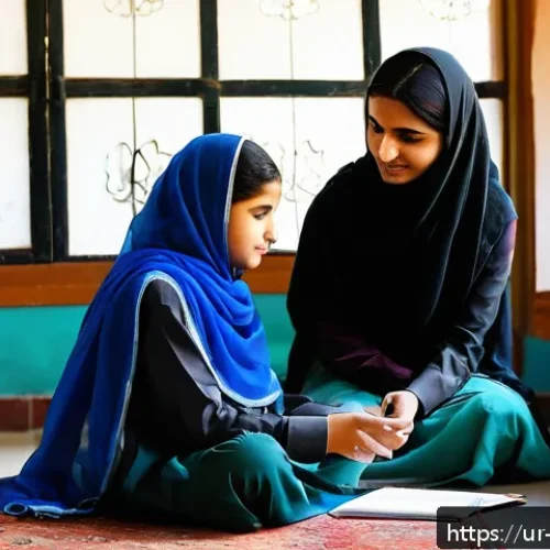 Home 28 교사 학생 상담 사례 모음 - A warm and inviting classroom scene in a Pakistani school where a male Urdu-speaking teacher attenti...
